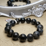 Close-up of Single Labradorite Bead with Intense Blue Flash