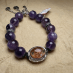 Fire Element Bracelet with Amethyst, Red Phantom, Red Healer, Herkimer, White Phantom, Rutilated Quartz