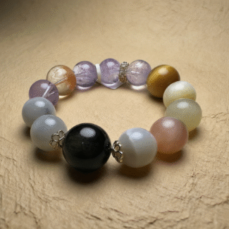 Full View Yellow Phantom Quartz Bracelet Golden Crystals with Internal Phantoms