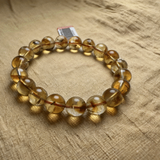 Natural Yellow Phantom Quartz Bracelet Showing Internal Phantom Formations