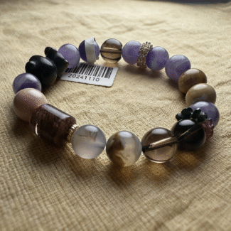 Six-Stone Bracelet with Amethyst, Agate, Red Phantom, Gold Sheen Obsidian, Smoky Quartz, Tourmaline