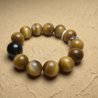 Bracelet Styled with Linen and Stone Textures in Earth Tones