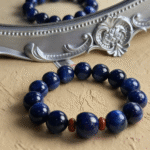 Kyanite and lapis lazuli bracelets paired together, creating a water element energy synergy