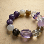 White ghost crystal bracelet showing mysterious inner landscapes and phantom formations